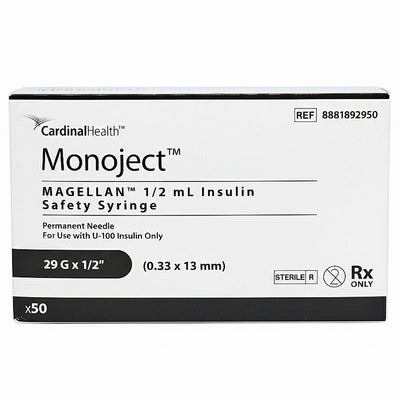 Box of Cardinal Health Monoject insulin safety syringes 29 gauge x 1/2"
