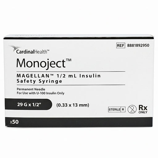 Box of Cardinal Health Monoject insulin safety syringes 29 gauge x 1/2"