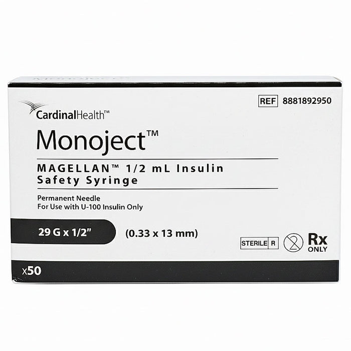 Box of Cardinal Health Monoject insulin safety syringes 29 gauge x 1/2"
