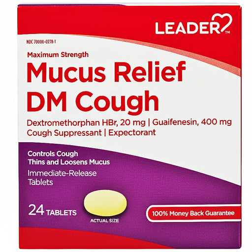 Mucus Relief DM Cough Medicine by Leader Brand