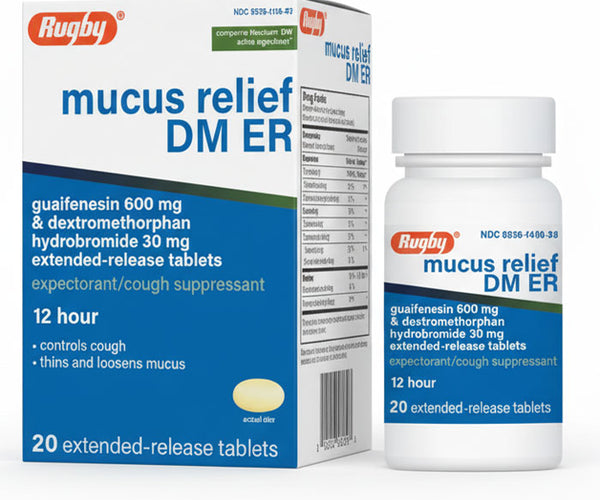Mucus Relief DM ER Guaifenesin + Dextromethorphan Tablets — Mountainside Medical