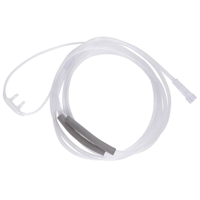 Nasal Cannula with Ear Cushion, Adult Size with Straight Nasal Prongs & 7 Foot Tubing.