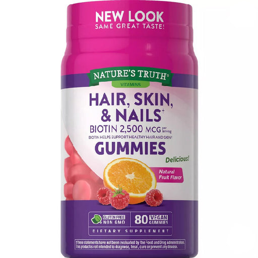 21st Century Nature's Truth Hair, Skin & Nails Gummies 2500 mcg Biotin Fruit Flavor 80 Count | Mountainside Medical Equipment 1-888-687-4334 to Buy