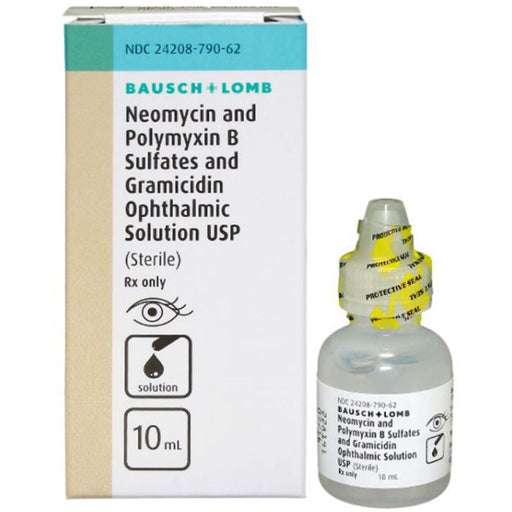 Buy Bausch & Lomb Americas Neomycin and Polymyxin B Sulfates & Gramicidin Ophthalmic Solution Antibiotic Eye Medicine 10ml (Rx)  online at Mountainside Medical Equipment