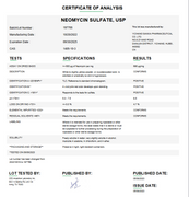 Certificate of Analysis for Neomycin Sulfate USP For Compounding (API)