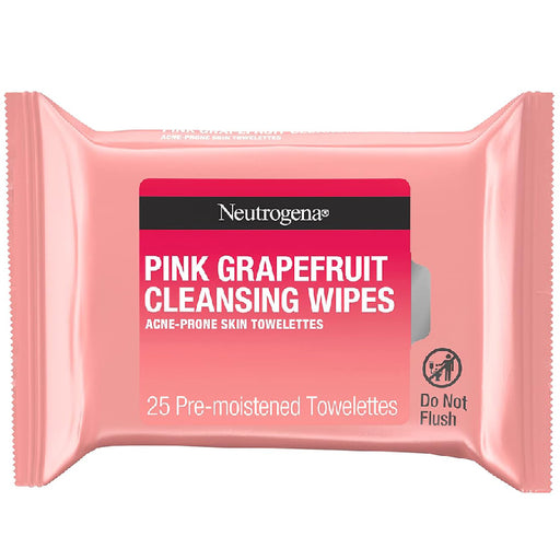 Johnson and Johnson Consumer Inc Neutrogena Pink Grapefruit Facial Cleansing Wipes for Acne-Prone Skin Towelettes 25-Pack | Buy at Mountainside Medical Equipment 1-888-687-4334