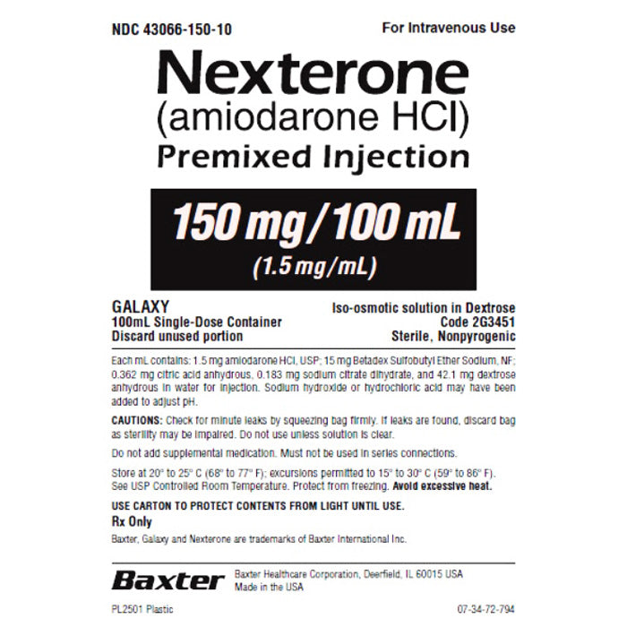 Nexterone Amiodarone HCI 150 mg Injection IV Bags — Mountainside Medical