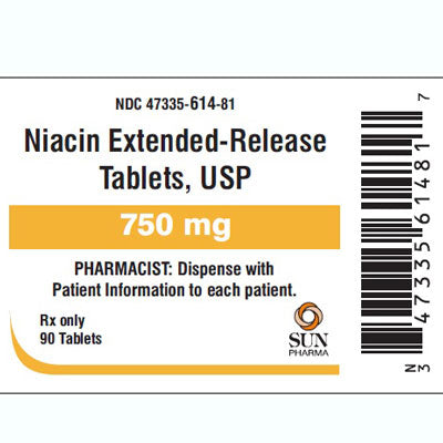 Niacin Tablets 750 mg Extended Release, in a bottle, support cholesterol management, heart health, and boost circulation and energy levels.