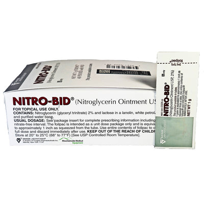 Nitro-Bid Ointment foil packets for enhancing heart health, improving circulation, and providing effective chest pain relief.