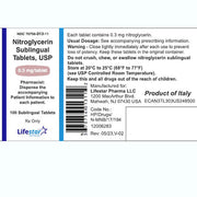 Nitroglycerin Sublingual Tablets 0.3 mg, used for heart health and immediate angina and chest pain relief.