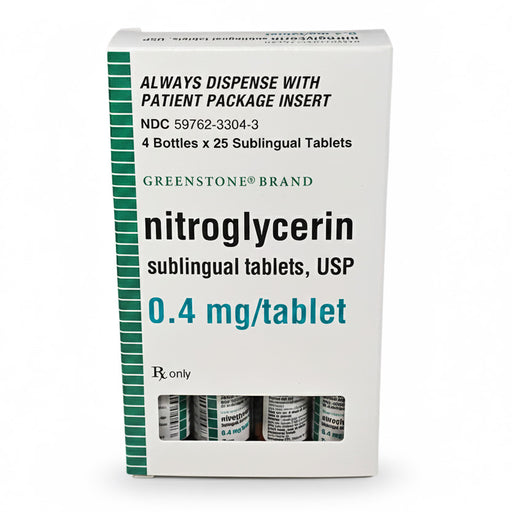 Nitroglycerin Sublingual Tablets 0.4 mg Greenstone Limited 59762-3304-03