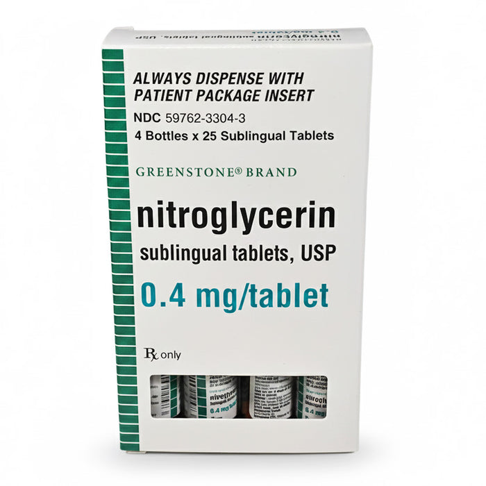 Nitroglycerin Sublingual Tablets 0.4 mg Greenstone Limited 59762-3304-03
