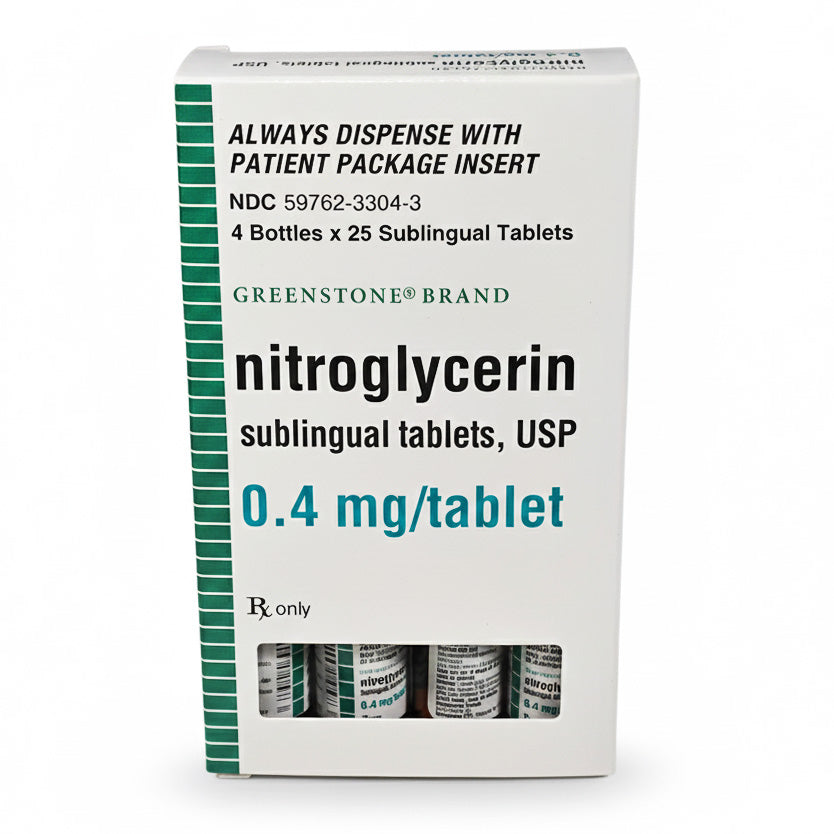 Nitroglycerin Sublingual Tablets 0.4 mg Greenstone Limited 59762-3304-03