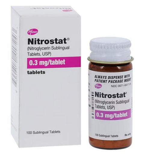 Buy Viatris Specialty Nitrostat Sublingual Tablets 0.3 mg Nitroglycerin Tablets, 100/bottle (Rx)  online at Mountainside Medical Equipment