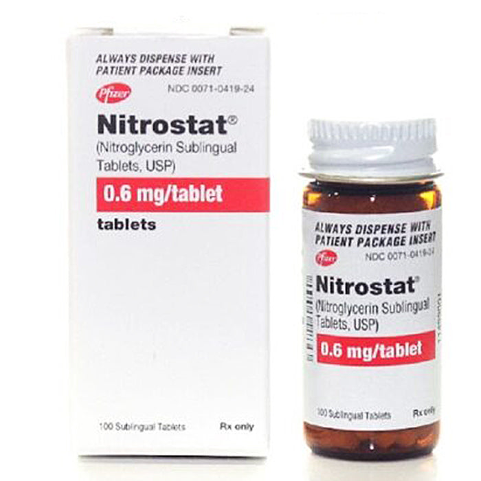 Nitrostat Sublingual Tablets 0.6 mg Nitroglycerin Tablets, 100/bottle