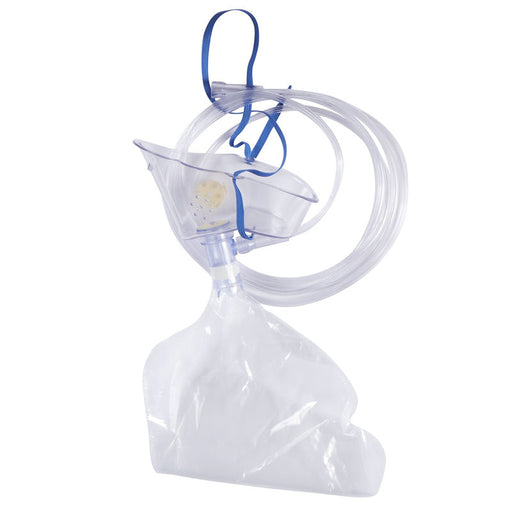 NonRebreather Oxygen Mask, Elongated Style, Adult Size with Adjustable Head Strap.