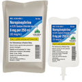 IV Bags Norepinephrine in 0.9% Sodium Chloride 8 mg/250 mL (32 mcg/mL) 10/Case (RX)