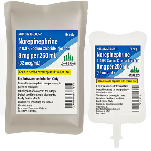 Norepinephrine in 0.9% Sodium Chloride IV Bags 8 mg/250 mL by Long Grove Pharma