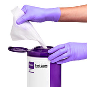 A container of Super Sani Cloth Germicidal Disposable Wipes by PDI, ideal for infection control and hygiene.