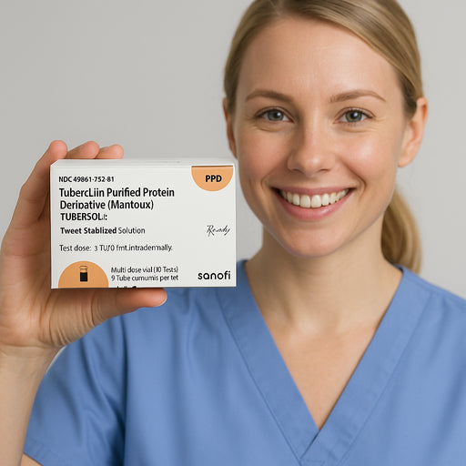 Nurse holding Tubersol Tuberculin Purified Protein Derivative (Mantoux) Skin Test