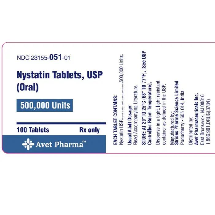 Nystatin Tablets 500000 Units  Label on bottle