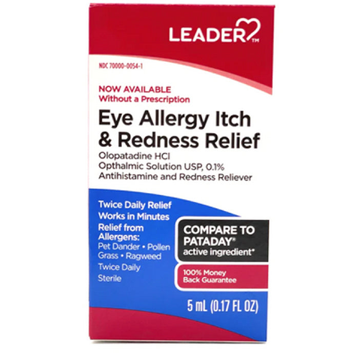 Leader Olopatadine Ophthalmic Solution 0.1% Antistamine Eye Itch Relief Drops 5 mL - Leader | Buy at Mountainside Medical Equipment 1-888-687-4334