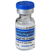 Ondansetron Injection 4 mg vial, used for preventing nausea and vomiting related to chemotherapy, radiation therapy, and postoperative recovery.