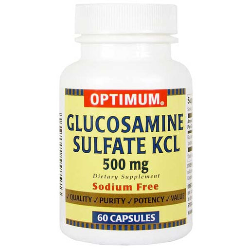 Optimum Glucosamine Sulfate KCL 500 mg Capsules, Sodium Free 60 Count
