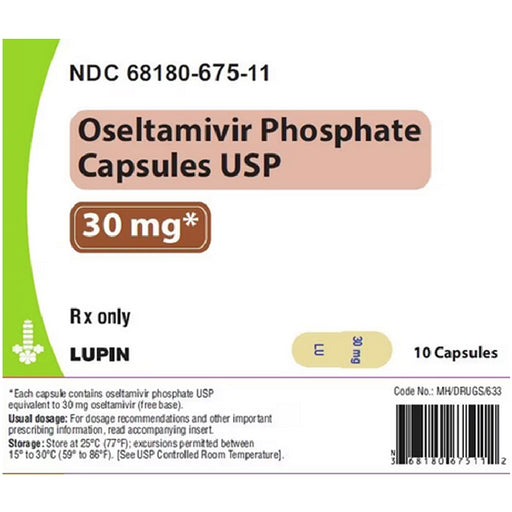 Buy Lupin Pharma Oseltamivir Phosphate Capsules 30 mg (Generic Tamiflu®) influenza Treatment  online at Mountainside Medical Equipment