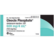 Outer box of Cleocin Phosphate Clindamycin Injection 150 mg/mL Vial 4 mL 