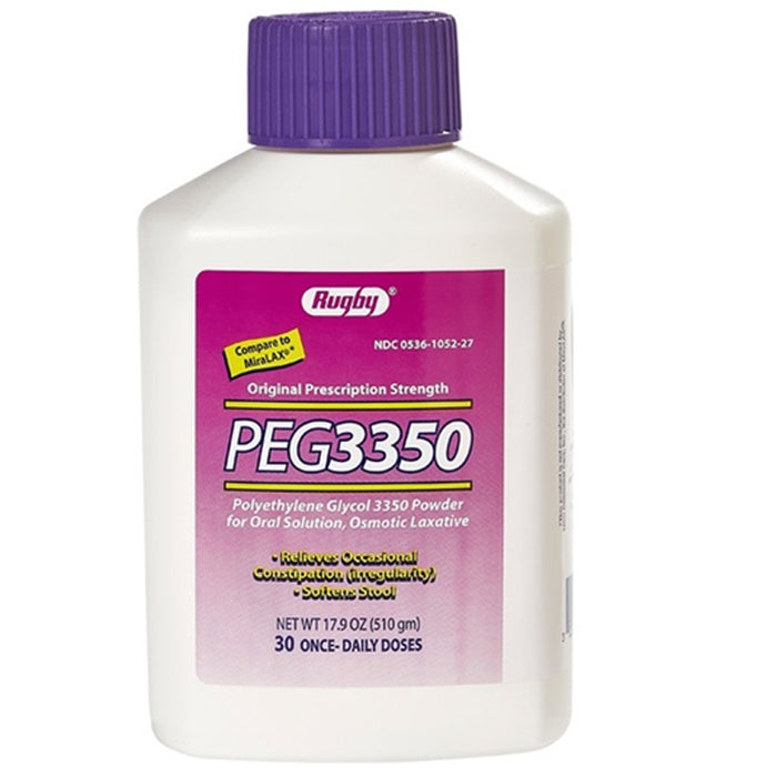 Buy Rugby Laboratories PEG3350 Polyethylene Glycol Unflavored Laxative Powder 17.9 oz  online at Mountainside Medical Equipment