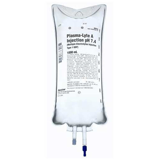 Plasma-Lyte A Injection pH 7.4 (Multiple Electrolytes Injection Type 1 USP) 1000 mL IV Bags 14/Case