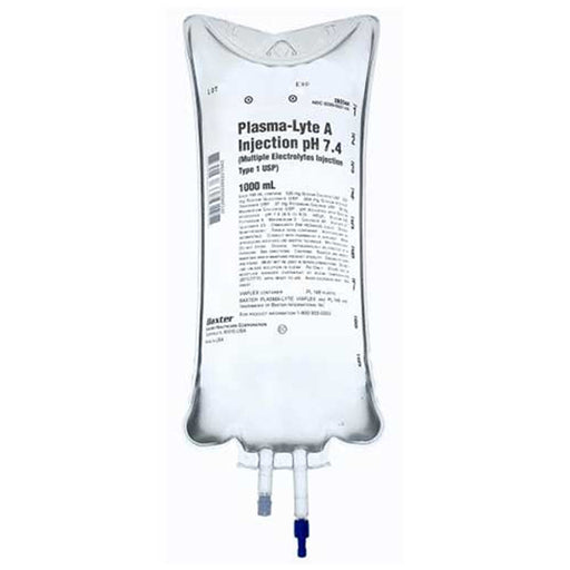 Multiple Electrolytes Injection | Plasma-Lyte A Injection pH 7.4 (Multiple Electrolytes Injection Type 1 USP) 1000 mL IV Bags 14/Case