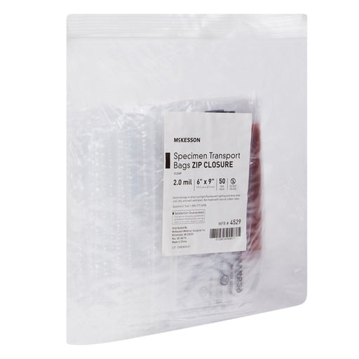 Specimen transport bag with McKesson label on a white background