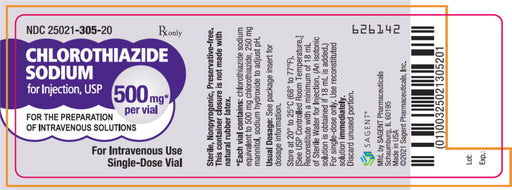 Package Label for Chlorothiazide Sodium for injection USP 500 mg Powder Vial 