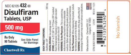 Package Label for Disulfiram Tablets 500 mg by Chartwell 90 Count