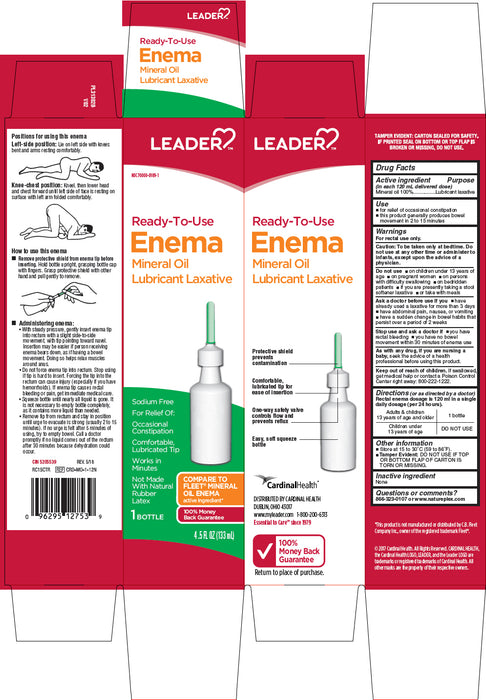 Package Label for Mineral Oil Enema, Ready To Use Lubricant Laxative 4.5 oz