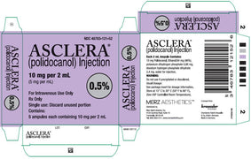 Image of Asclera Polidocanol Injection 0.5%, indicating its use for sclerotherapy in treating varicose and spider veins for smoother skin.