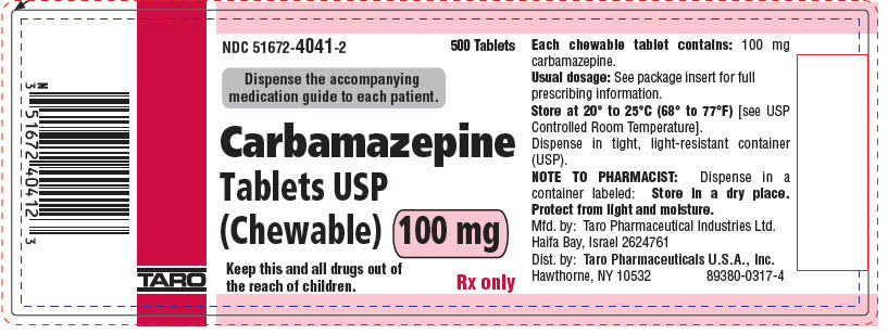 Package label for Carbamazepine 100mg Chewable Tablets