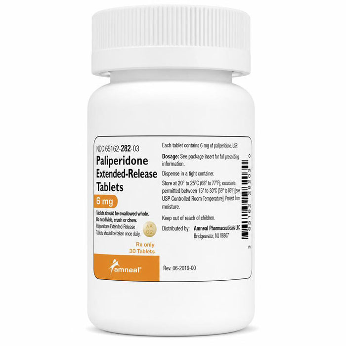 Paliperidone Extended-Release Tablets Amneal Pharma Side View of bottle.