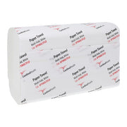 White multi-fold paper towels in packaging with printed text, ideal for household or healthcare use, SKU: 58632-9500-00