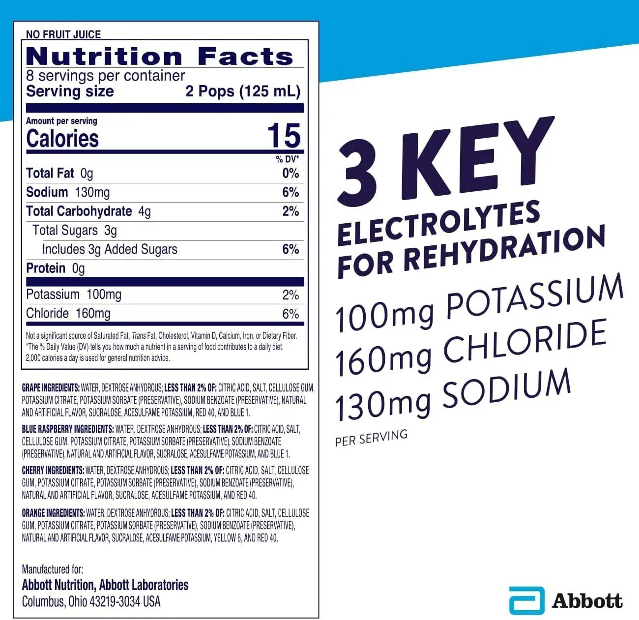 Pedialyte Electrolyte Freezer Pops 16 Assorted Flavors