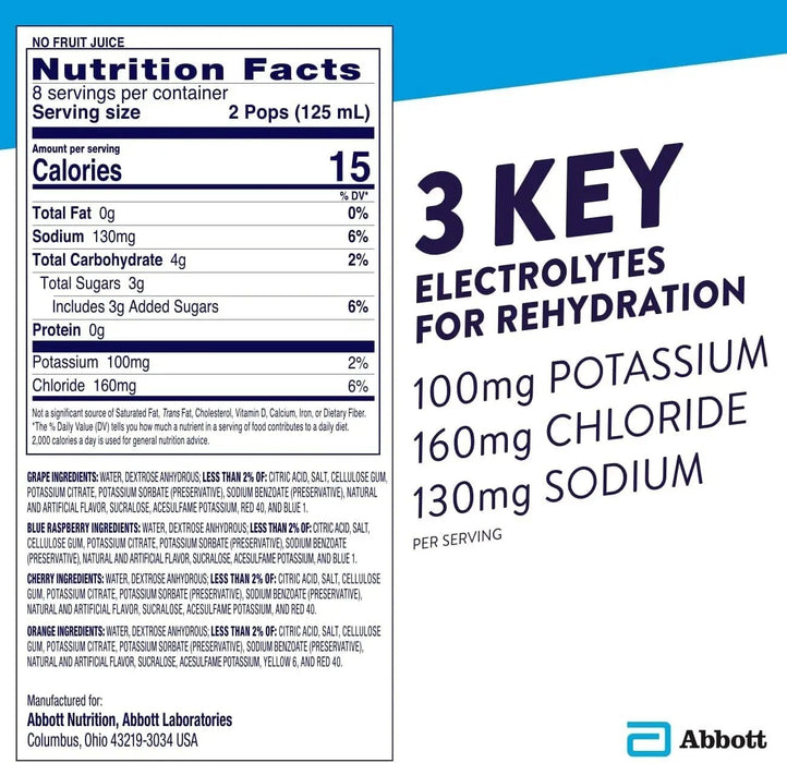 Buy Abbott Laboratories Pedialyte Electrolyte Freezer Pops 16 Assorted Flavors  online at Mountainside Medical Equipment