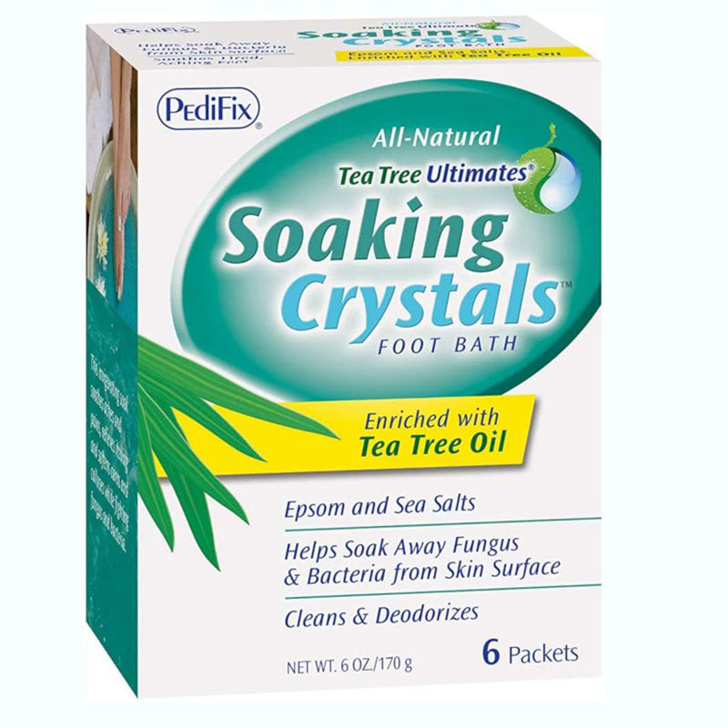 Box of PediFix All-Natural Tea Tree Ultimates Soaking Crystals Foot Bath on a white background