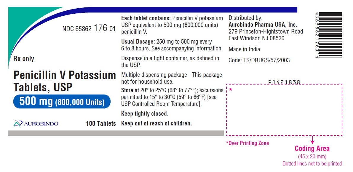 Bottle labels for Penicillin V Potassium Antibiotic Tablets 500 mg (800,000 Units)