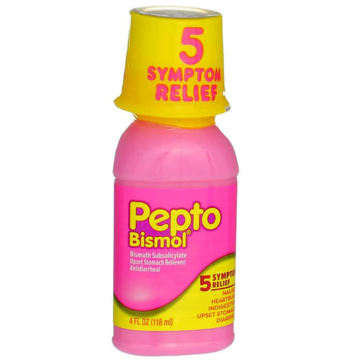 Pepto Bismol Liquid with Original Flavor for Heartburn, Indigestion, Nausea & Upset Stomach Relief 4 oz 