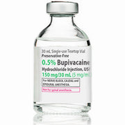 Bupivacaine HCL Injection 0.5% vial for local anesthesia, used in surgical procedures for effective pain management and comfort.