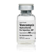 Vancomycin Hydrochloride for Injection 500 mg Vials used for treating severe bacterial infections and managing antibiotic-resistant strains.