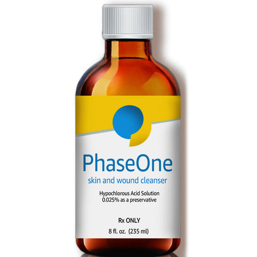 PhaseOne Antimicrobial Skin and Wound Cleanser with Hypochlorous Acid 8 oz Twist Cap Bottles (4 Per Case) 1.35 oz Pump Bottle (12 Per Case)