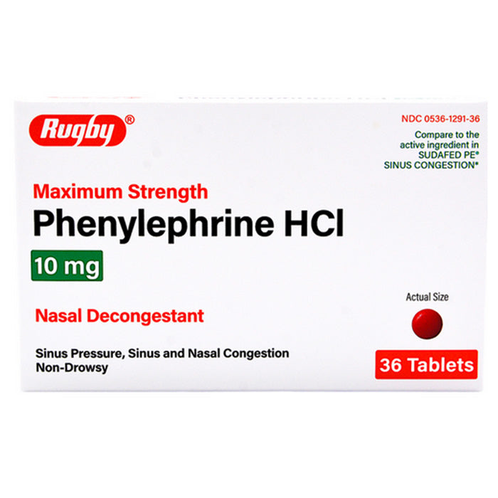  | Phenylephrine HCL Tablets 10 mg Nasal Decongestant Sinus Pressure Relief 36/Box